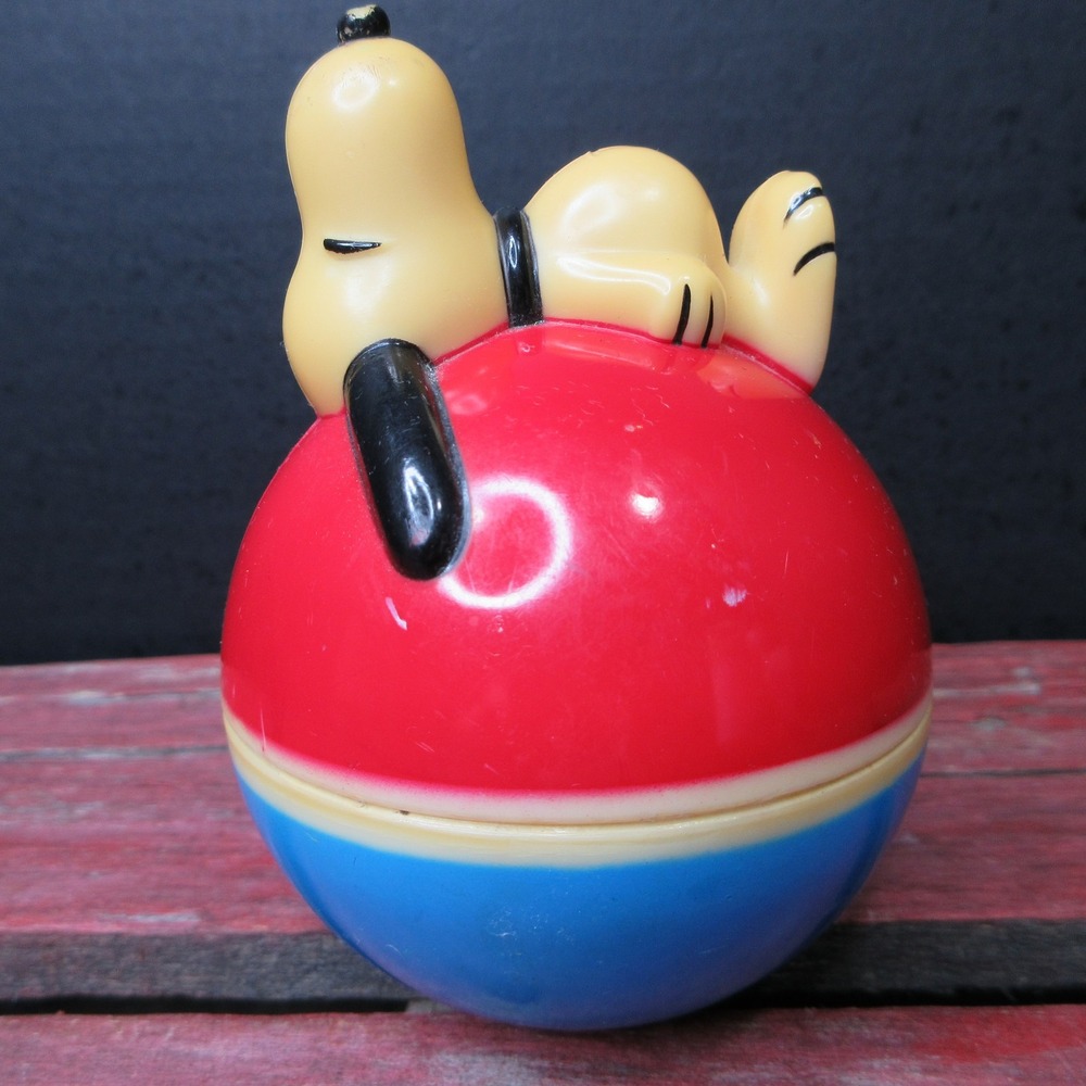 Vintage Snoopy Roly-Poly Wobbler Toy 1960s Peanuts Danara Retro Collectible